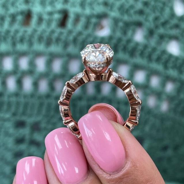 2.5 CT Oval Pave Lab Grown Diamond Engagement Ring