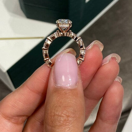 2.5 CT Oval Pave Lab Grown Diamond Engagement Ring