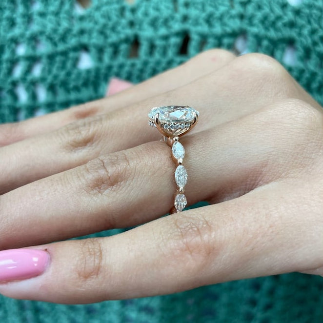 2.5 CT Oval Pave Lab Grown Diamond Engagement Ring