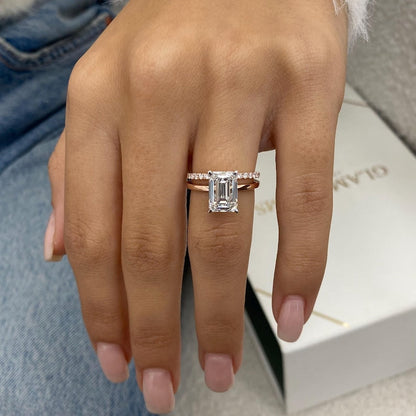 3.4 CT Emerald Pave Lab Grown Diamond Engagement Ring