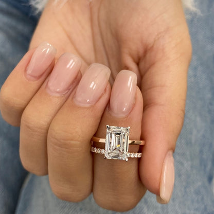 3.4 CT Emerald Pave Lab Grown Diamond Engagement Ring