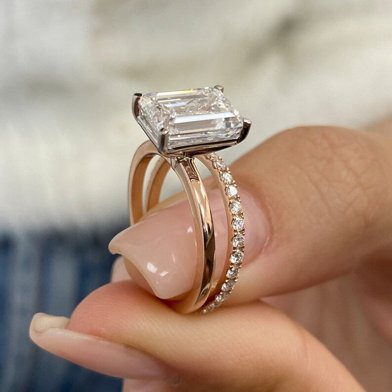 3.4 CT Emerald Pave Lab Grown Diamond Engagement Ring