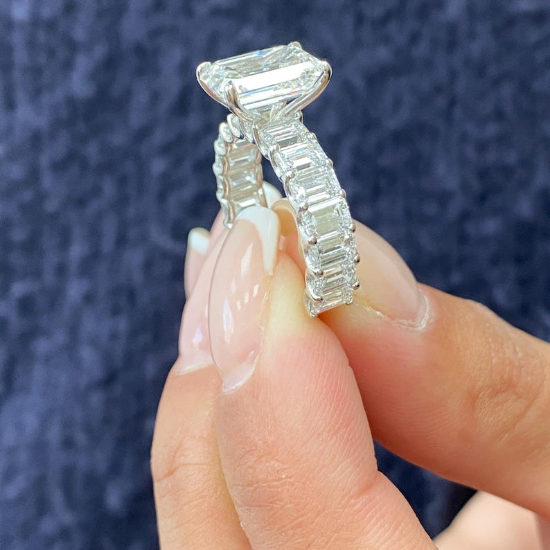 2 CT Emerald Pave Lab Grown Diamond Engagement Ring