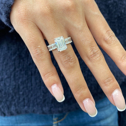 2 CT Emerald Pave Lab Grown Diamond Engagement Ring