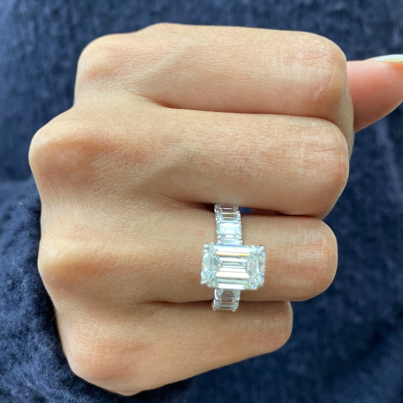 2 CT Emerald Pave Lab Grown Diamond Engagement Ring