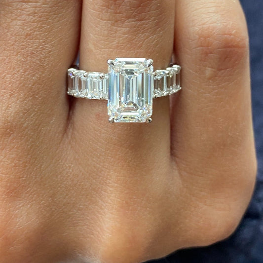 2 CT Emerald Pave Lab Grown Diamond Engagement Ring