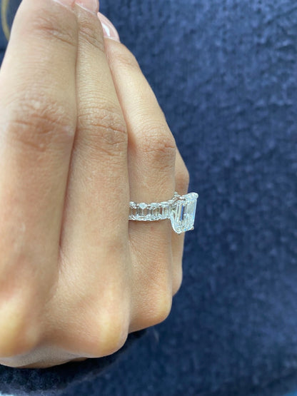 2 CT Emerald Pave Lab Grown Diamond Engagement Ring
