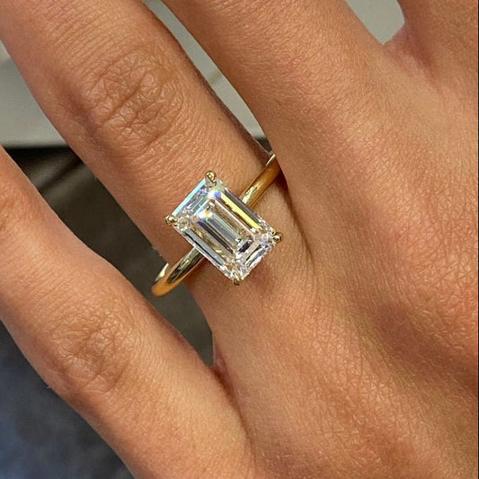 3 CT Emerald Hidden Halo Lab Grown Diamond Engagement Ring