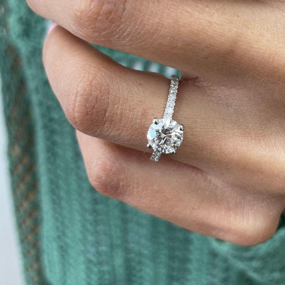 1 CT Round Pave Lab Grown Diamond Engagement Ring