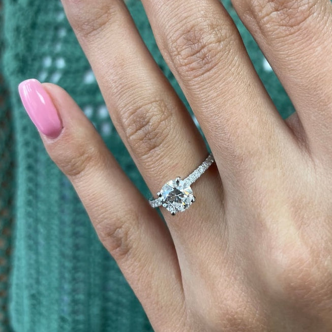 1 CT Round Pave Lab Grown Diamond Engagement Ring