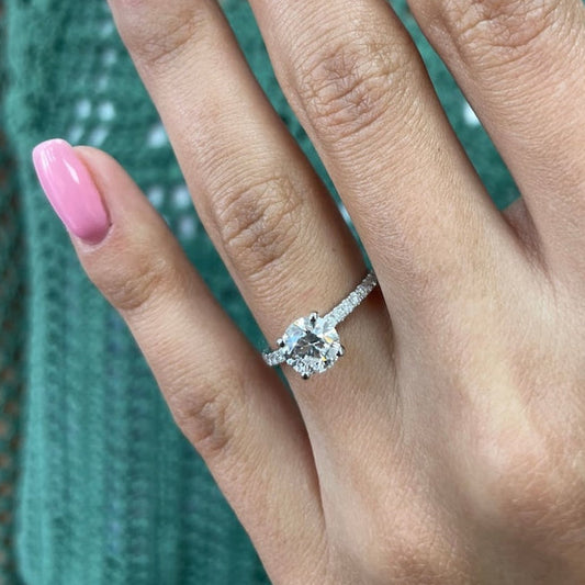 1 CT Round Pave Lab Grown Diamond Engagement Ring