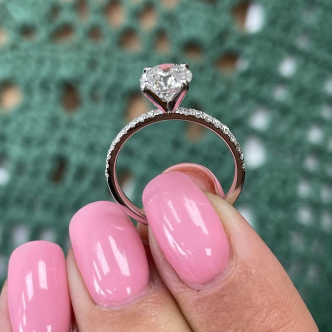 1 CT Round Pave Lab Grown Diamond Engagement Ring