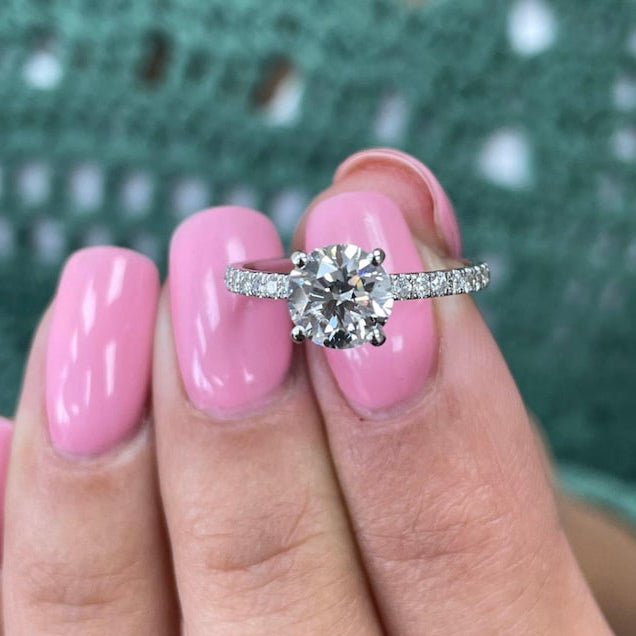 1 CT Round Pave Lab Grown Diamond Engagement Ring