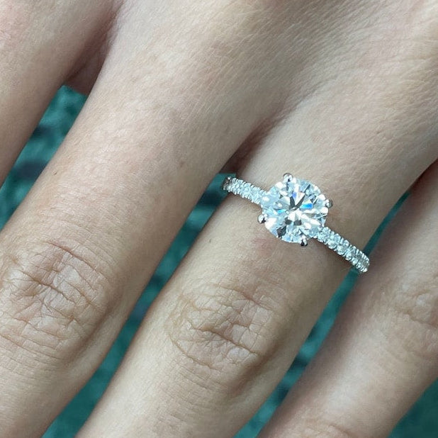 1 CT Round Pave Lab Grown Diamond Engagement Ring