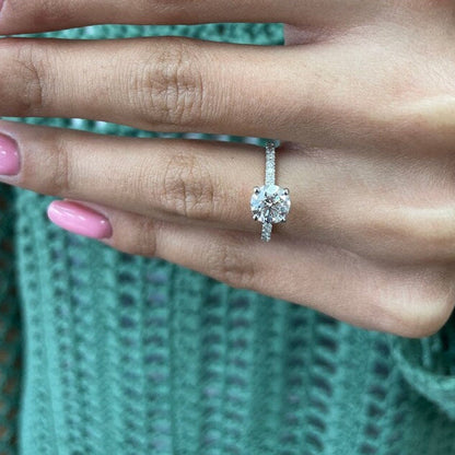1 CT Round Pave Lab Grown Diamond Engagement Ring
