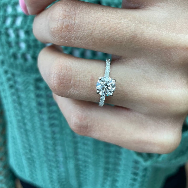 1 CT Round Pave Lab Grown Diamond Engagement Ring