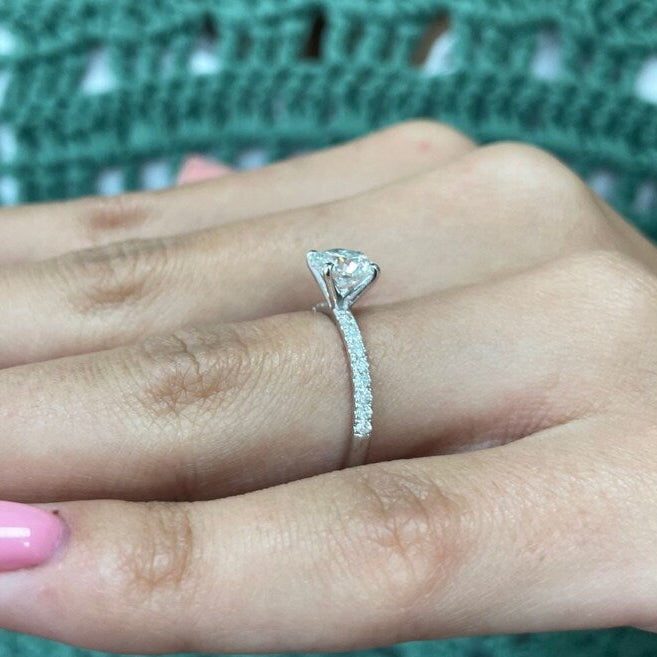 1 CT Round Pave Lab Grown Diamond Engagement Ring