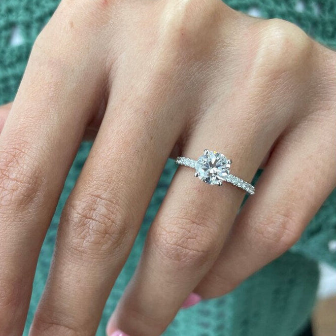 1 CT Round Pave Lab Grown Diamond Engagement Ring