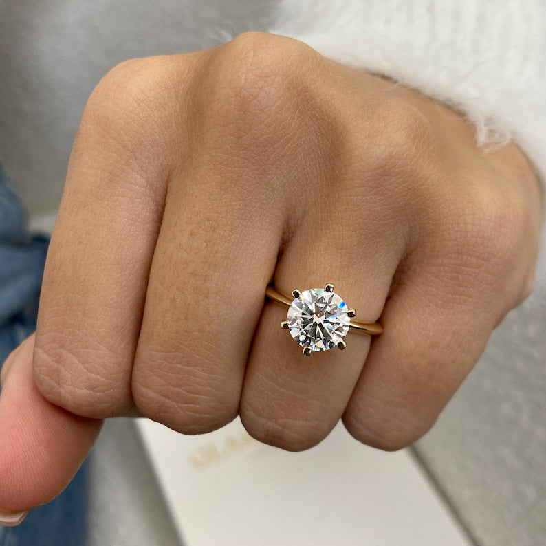 2 CT Round Solitaire Lab Grown Diamond Engagement Ring
