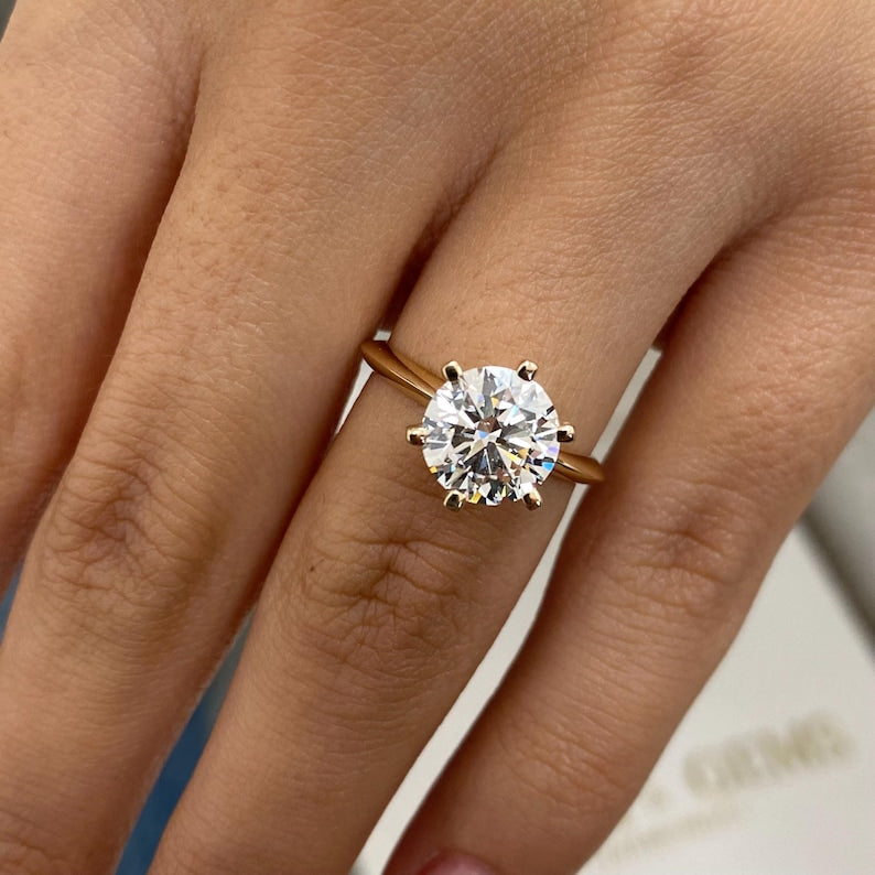 2 CT Round Solitaire Lab Grown Diamond Engagement Ring