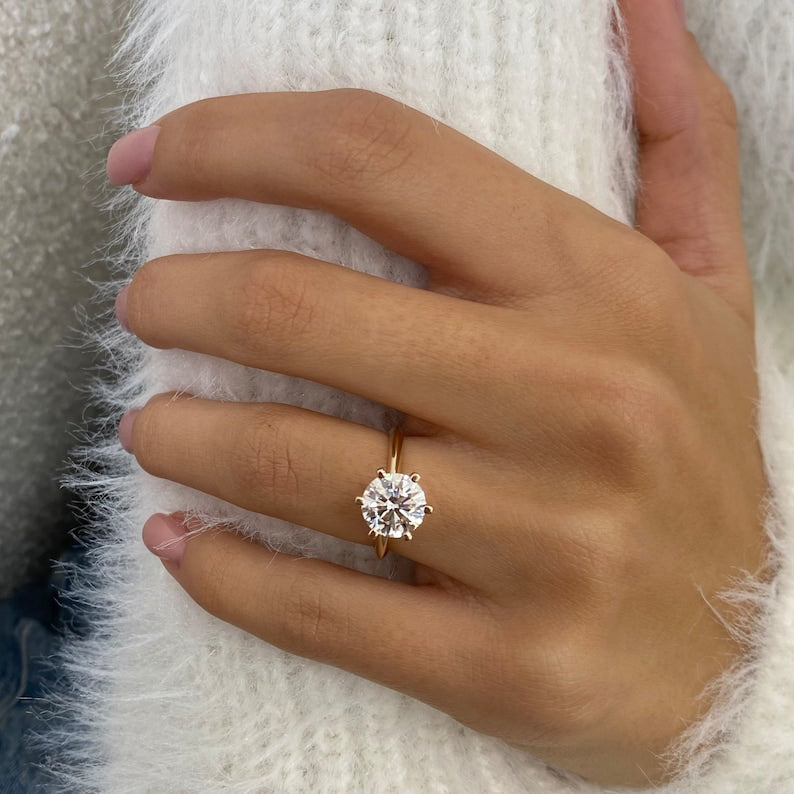 2 CT Round Solitaire Lab Grown Diamond Engagement Ring