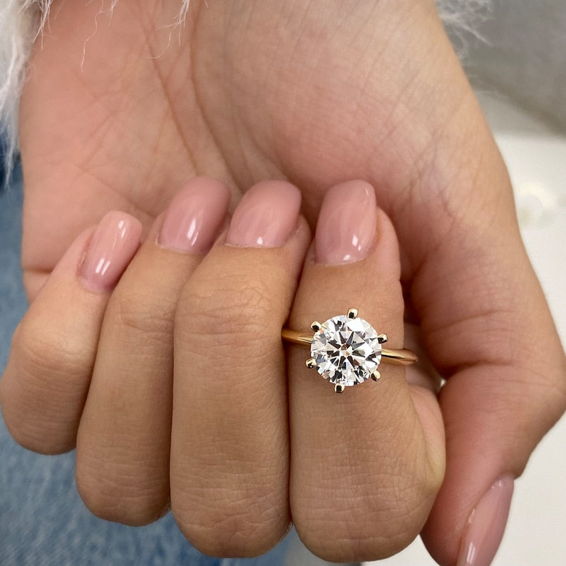 2 CT Round Solitaire Lab Grown Diamond Engagement Ring