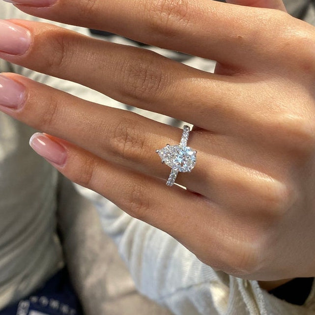 2 CT Pear Pave Lab Grown Diamond Engagement Ring