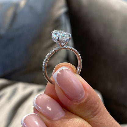 2 CT Pear Pave Lab Grown Diamond Engagement Ring