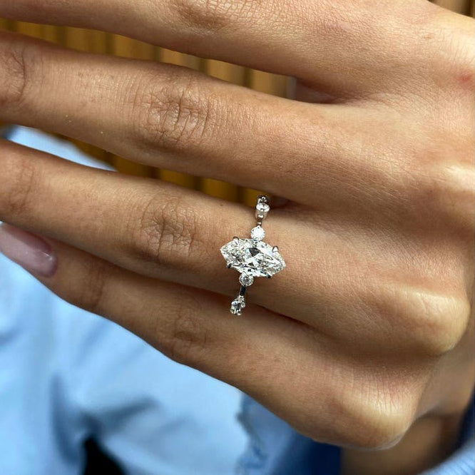 1 CT Marquise Dainty Lab Grown Diamond Engagement Ring