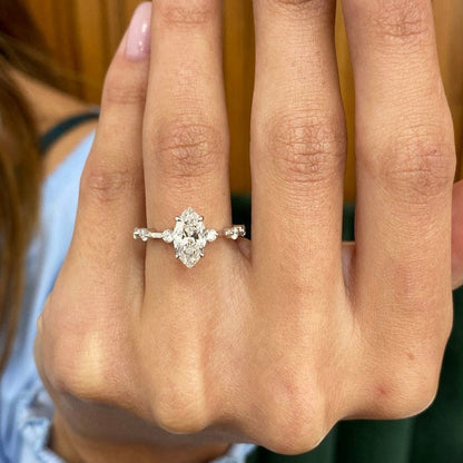 1 CT Marquise Dainty Lab Grown Diamond Engagement Ring