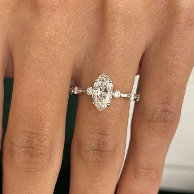 1 CT Marquise Dainty Lab Grown Diamond Engagement Ring