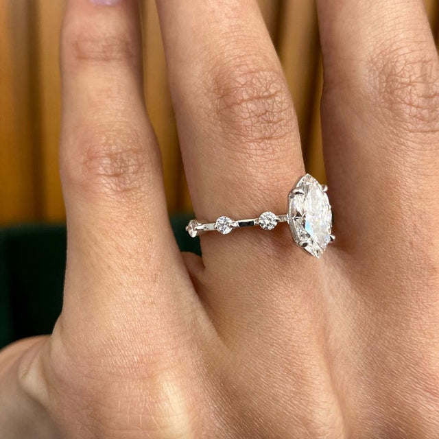 1 CT Marquise Dainty Lab Grown Diamond Engagement Ring