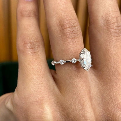 1 CT Marquise Dainty Lab Grown Diamond Engagement Ring