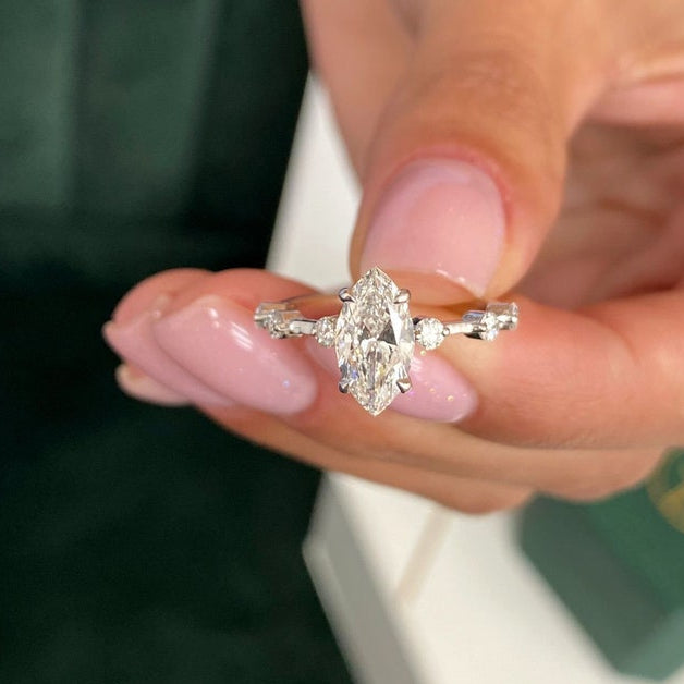 1 CT Marquise Dainty Lab Grown Diamond Engagement Ring