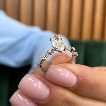 1 CT Marquise Dainty Lab Grown Diamond Engagement Ring