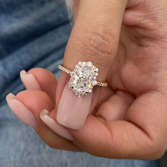 1.5 CT Radiant Pave Lab Grown Diamond Engagement Ring