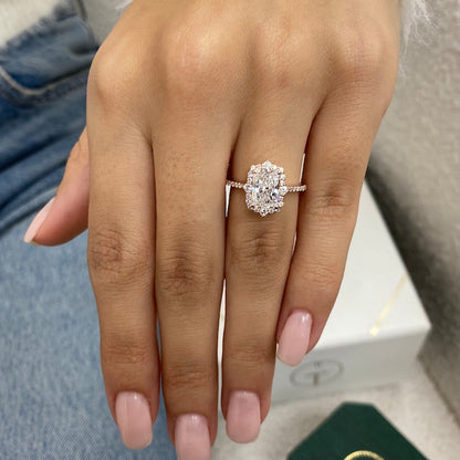 1.5 CT Radiant Pave Lab Grown Diamond Engagement Ring
