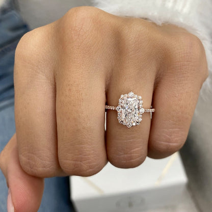 1.5 CT Radiant Pave Lab Grown Diamond Engagement Ring