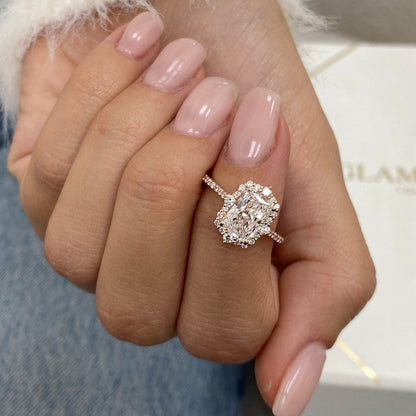 1.5 CT Radiant Pave Lab Grown Diamond Engagement Ring