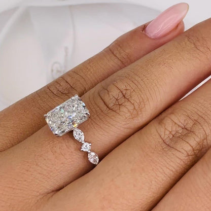 2.5 CT Radiant Pave Lab Grown Diamond Engagement Ring
