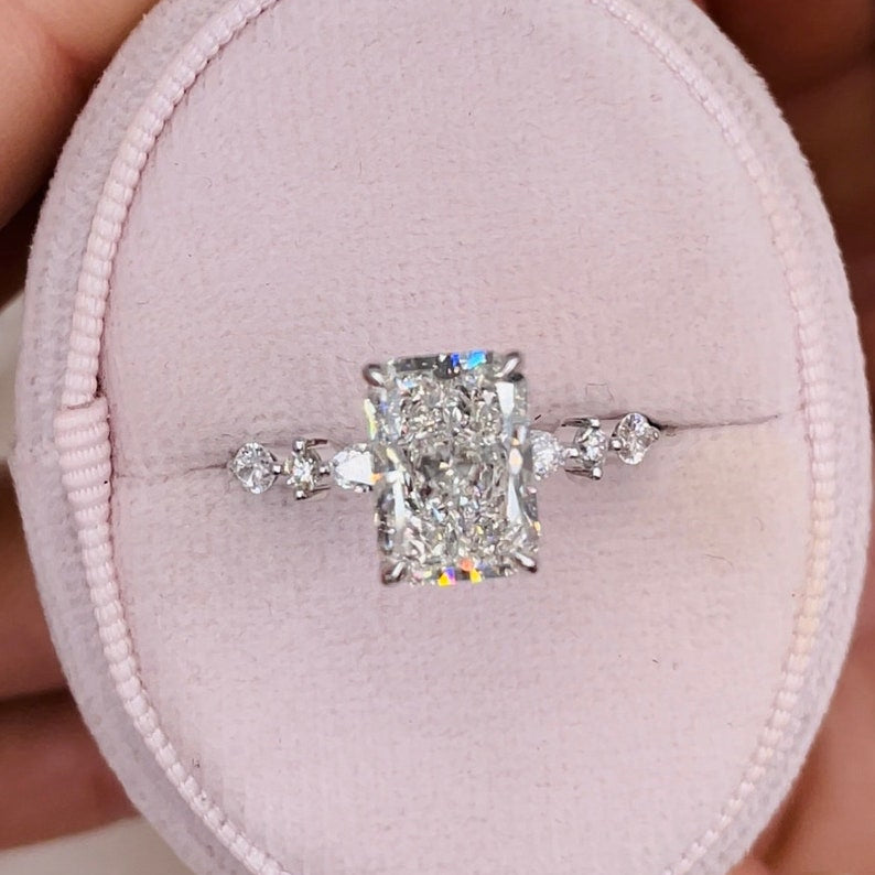 2.5 CT Radiant Pave Lab Grown Diamond Engagement Ring