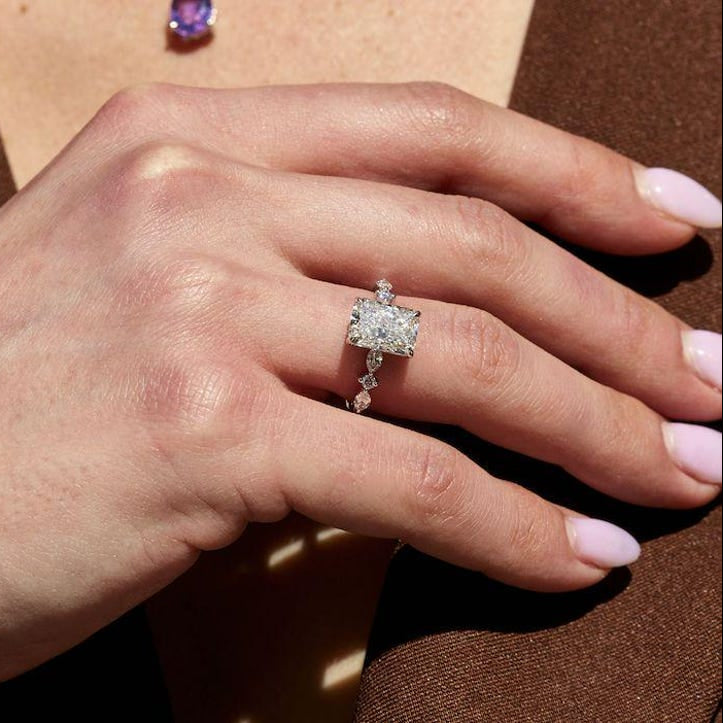 2.5 CT Radiant Pave Lab Grown Diamond Engagement Ring