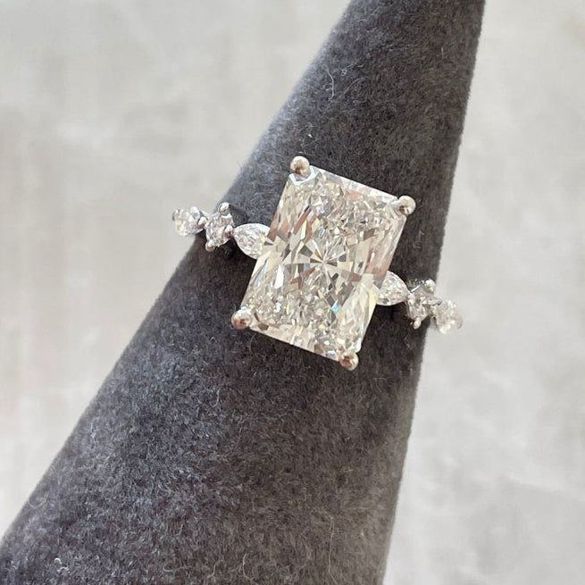 2.5 CT Radiant Pave Lab Grown Diamond Engagement Ring