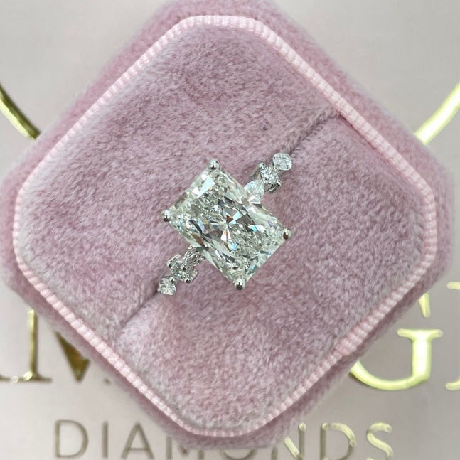 2.5 CT Radiant Pave Lab Grown Diamond Engagement Ring