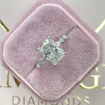 2.5 CT Radiant Pave Lab Grown Diamond Engagement Ring