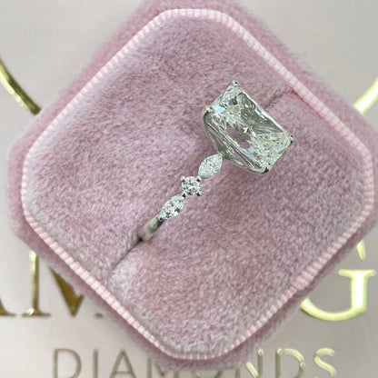 2.5 CT Radiant Pave Lab Grown Diamond Engagement Ring