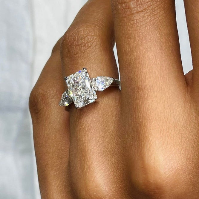 2 CT Radiant Three Stone Lab Grown Diamond Engagement Ring