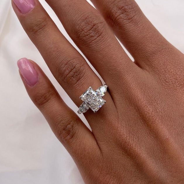2 CT Radiant Three Stone Lab Grown Diamond Engagement Ring