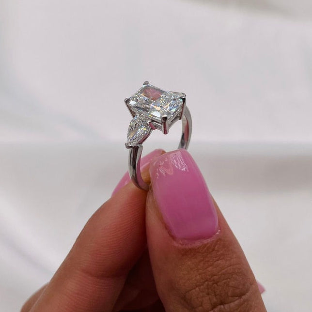 2 CT Radiant Three Stone Lab Grown Diamond Engagement Ring