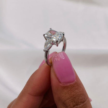 2 CT Radiant Three Stone Lab Grown Diamond Engagement Ring